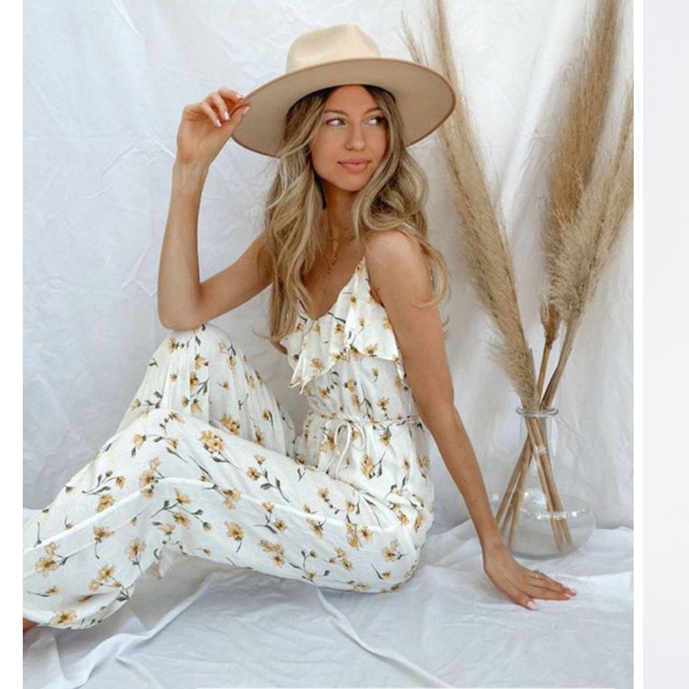 Forever 21 sunflower jumpsuit size small